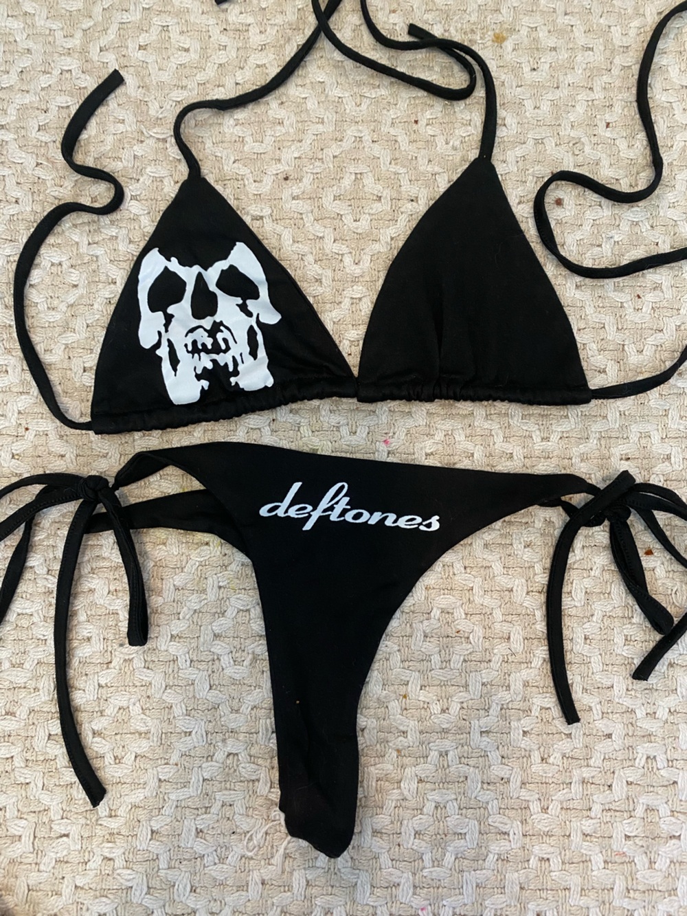 Deftones Black Logo Triangle String Bikini